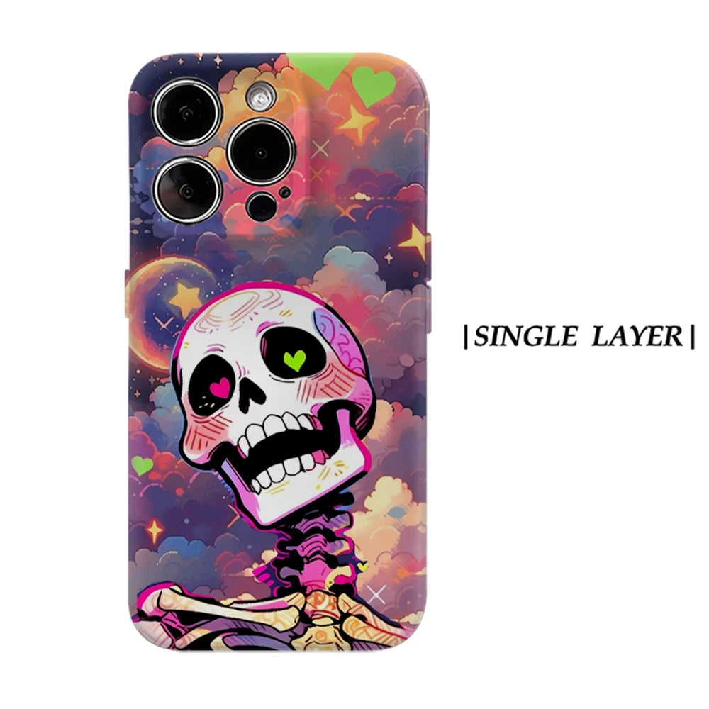 Rainbow Skull Phone Case for Magnetic Phone Case for IPhone 17 16 15 14 13 Pro Max Plus Single Double-layer Tough Case