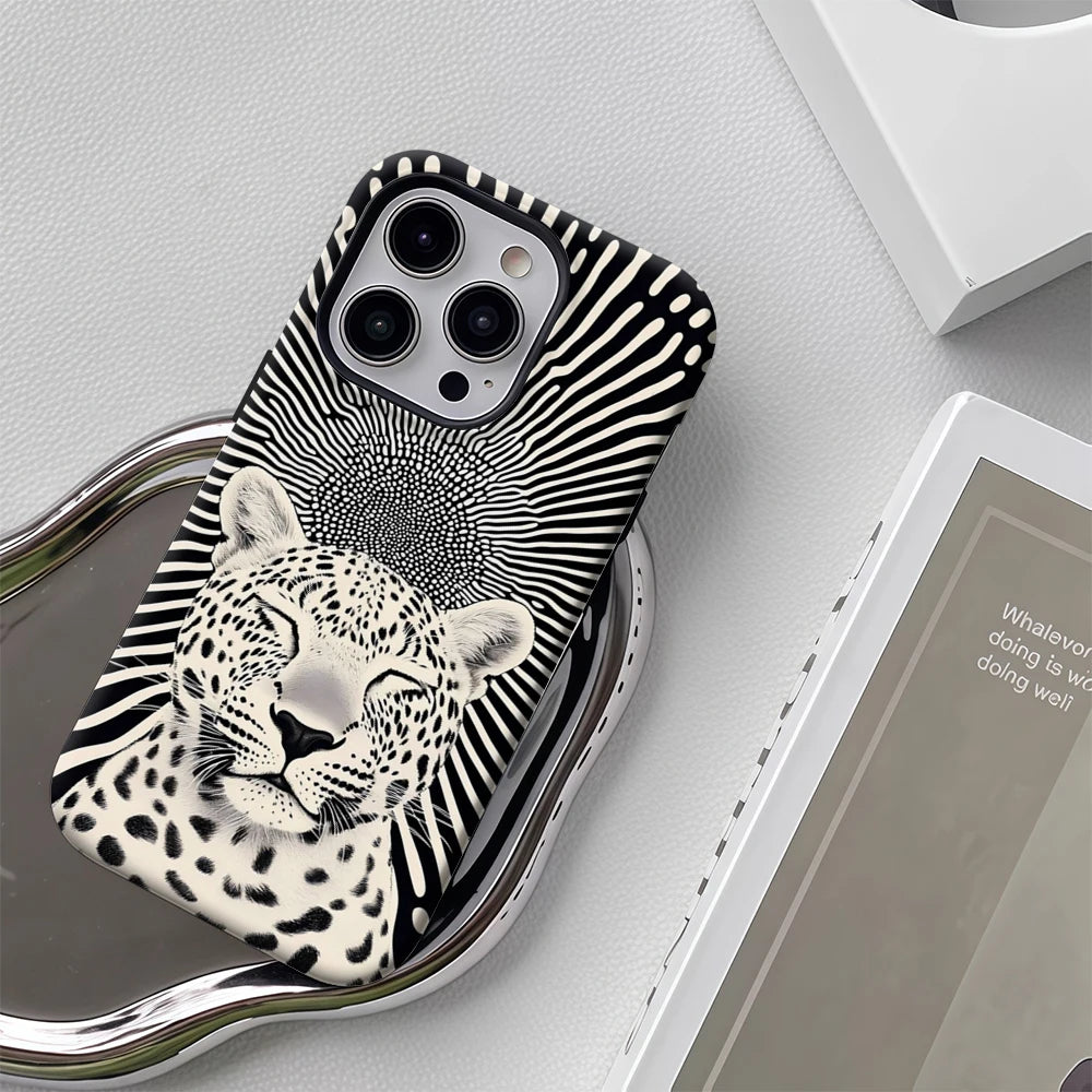 Psychedelic Leopard Phone Case for Magnetic Phone Case for IPhone 17 16 15 14 13 Pro Max Plus Single Double-layer Tough Case