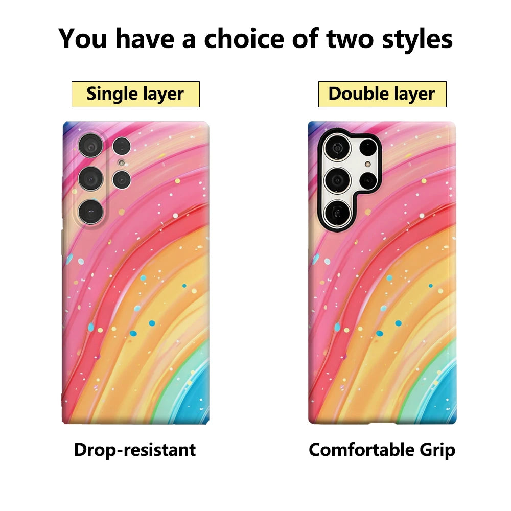 Rainbow Dots Phone Case for Samsung Galaxy S25 Ultra S24 S23 Ultra Plus Glossy Double-layer Back Cover Secondary image