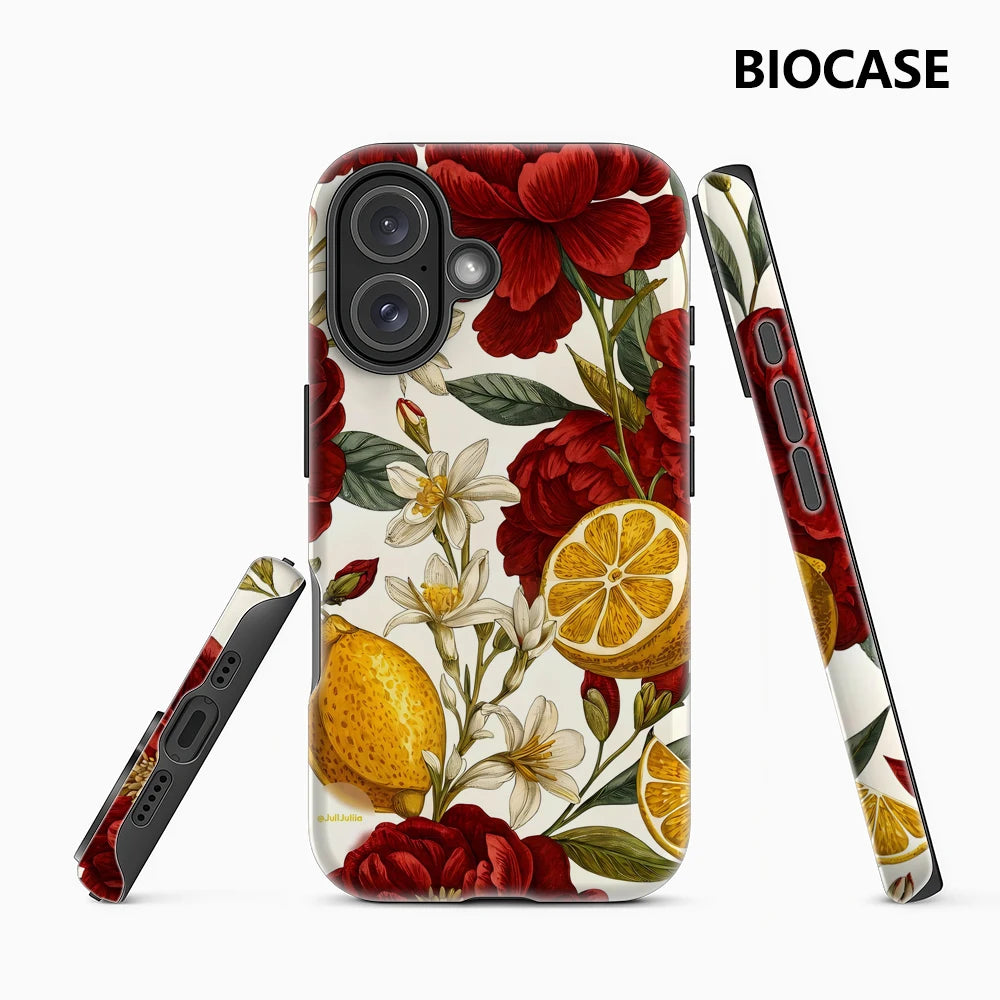 Red Peony Lemon Phone Case for Magnetic Phone Case for IPhone 17 16 15 14 13 Pro Max Plus Single Double-layer Tough Case Main image