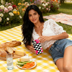 Pink - Black Checker Phone Case for Samsung Galaxy S25 Ultra S24 S23 Ultra Plus Glossy Double-layer Back Cover