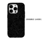 Black Floral Line Phone Case for Magnetic Phone Case for IPhone 17 16 15 14 13 Pro Max Plus Single Double-layer Tough Case