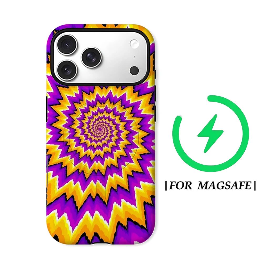 Psychedelic Spin Phone Case for Magnetic Phone Case for IPhone 17 16 15 14 13 Pro Max Plus Single Double-layer Tough Case