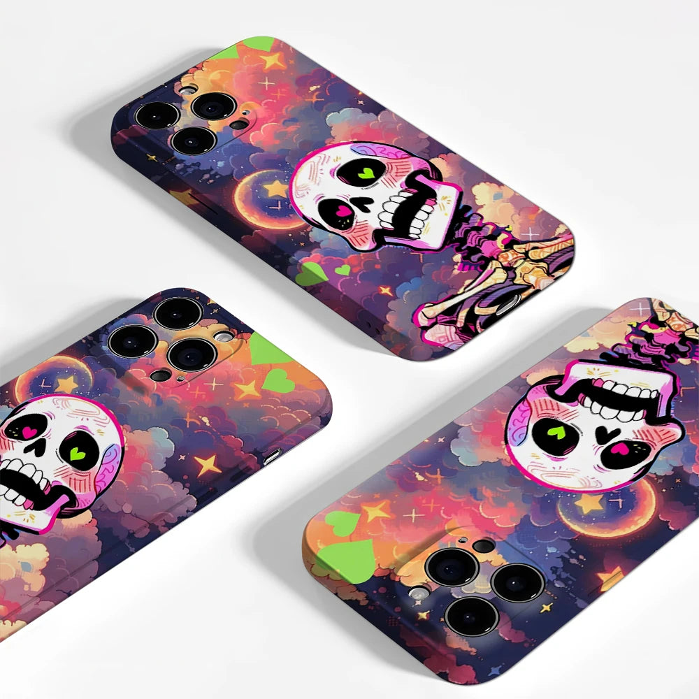 Rainbow Skull Phone Case for Magnetic Phone Case for IPhone 17 16 15 14 13 Pro Max Plus Single Double-layer Tough Case