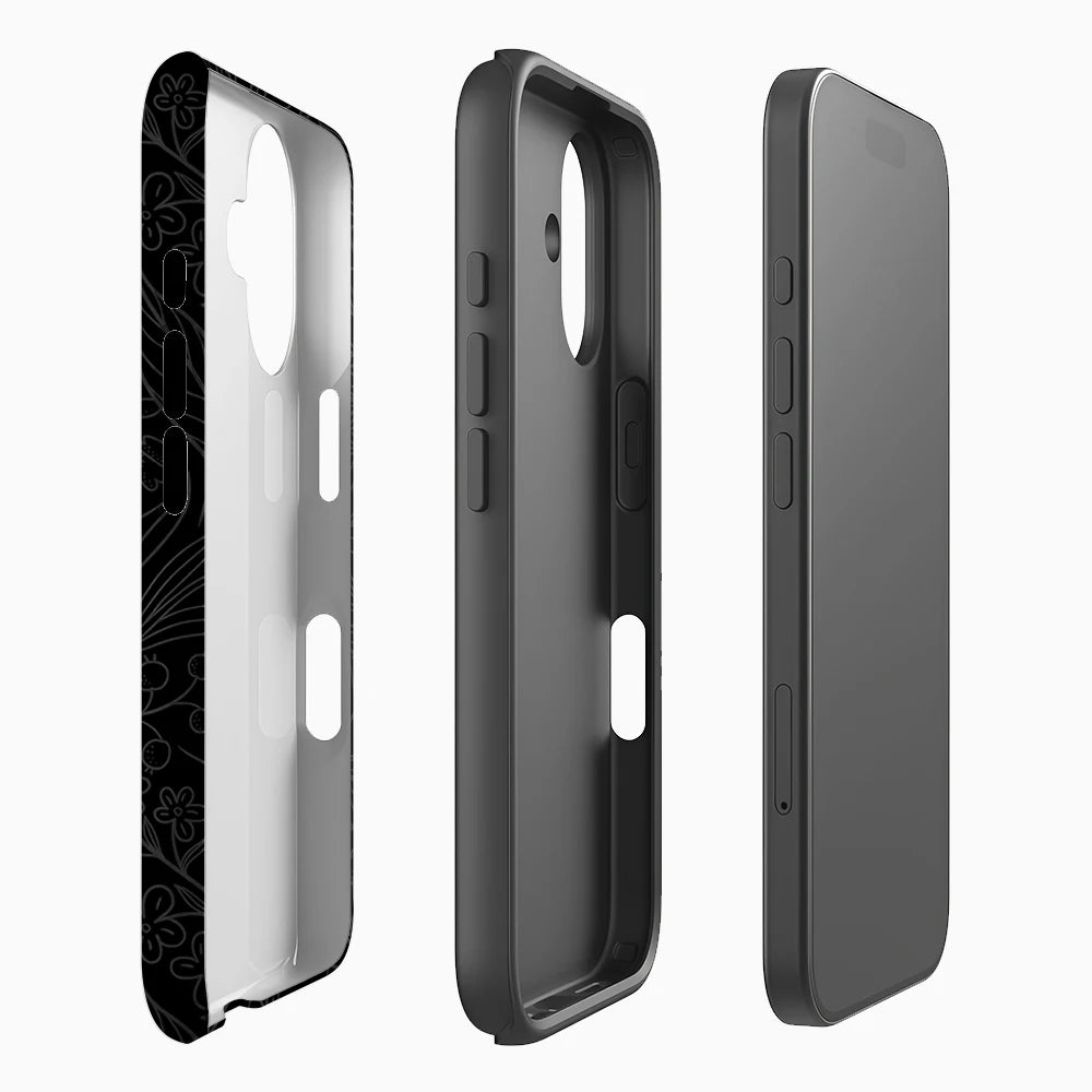Black Floral Line Phone Case for Magnetic Phone Case for IPhone 17 16 15 14 13 Pro Max Plus Single Double-layer Tough Case Secondary image