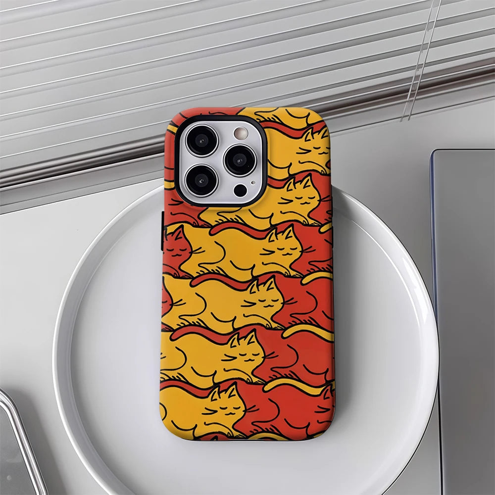 Sleepy Cat Pattern Phone Case for Magnetic Phone Case for IPhone 17 16 15 14 13 Pro Max Plus Single Double-layer Tough Case