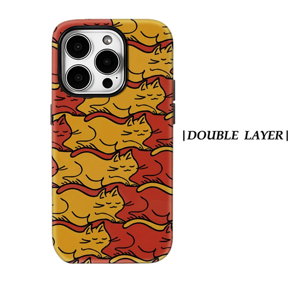 Sleepy Cat Pattern Phone Case for Magnetic Phone Case for IPhone 17 16 15 14 13 Pro Max Plus Single Double-layer Tough Case