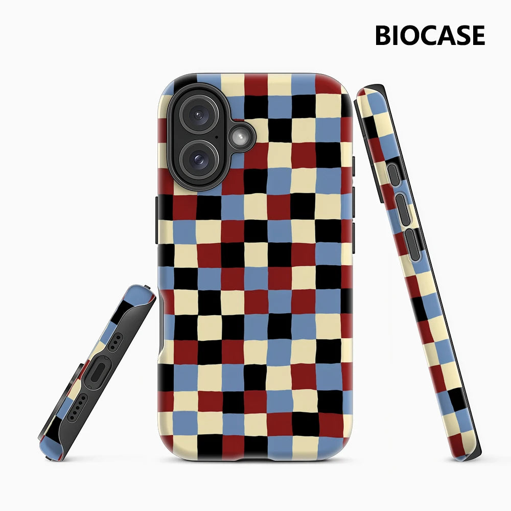 Retro Check Phone Case for Magnetic Phone Case for IPhone 17 16 15 14 13 Pro Max Plus Single Double-layer Tough Case Main image
