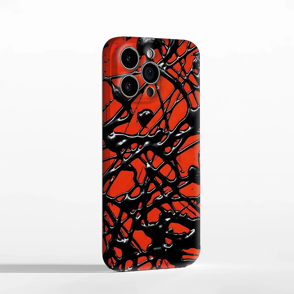 Red & Black Web Phone Case for Magnetic Phone Case for IPhone 17 16 15 14 13 Pro Max Plus Single Double-layer Tough Case