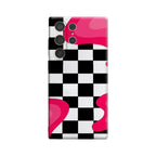 Pink - Black Checker Phone Case for Samsung Galaxy S25 Ultra S24 S23 Ultra Plus Glossy Double-layer Back Cover