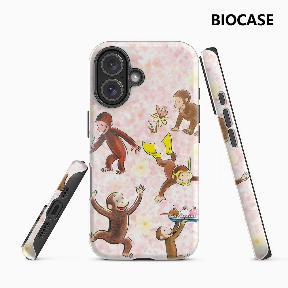 Pink Clouds of Monkey Phone Case for Magnetic Phone Case for IPhone 17 16 15 14 13 Pro Max Plus Single Double-layer Tough Case Main image