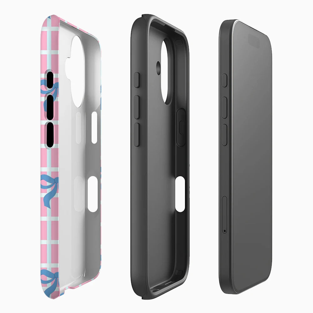 Pink Checkered Bow Phone Case for Magnetic Phone Case for IPhone 17 16 15 14 13 Pro Max Plus Single Double-layer Tough Case Secondary image