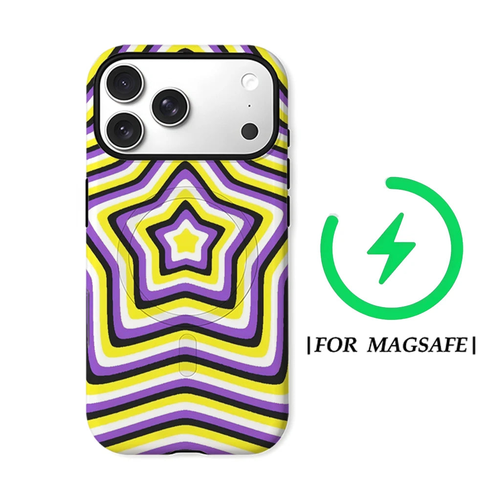 Psychedelic Star Phone Case for Magnetic Phone Case for IPhone 17 16 15 14 13 Pro Max Plus Single Double-layer Tough Case