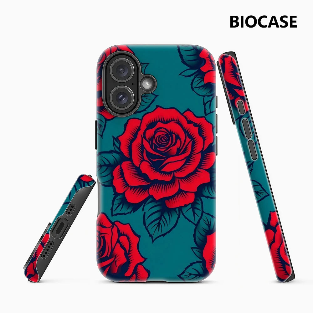 Red Rose Tattoo Print Phone Case for Magnetic Phone Case for IPhone 17 16 15 14 13 Pro Max Plus Single Double-layer Tough Case Main image