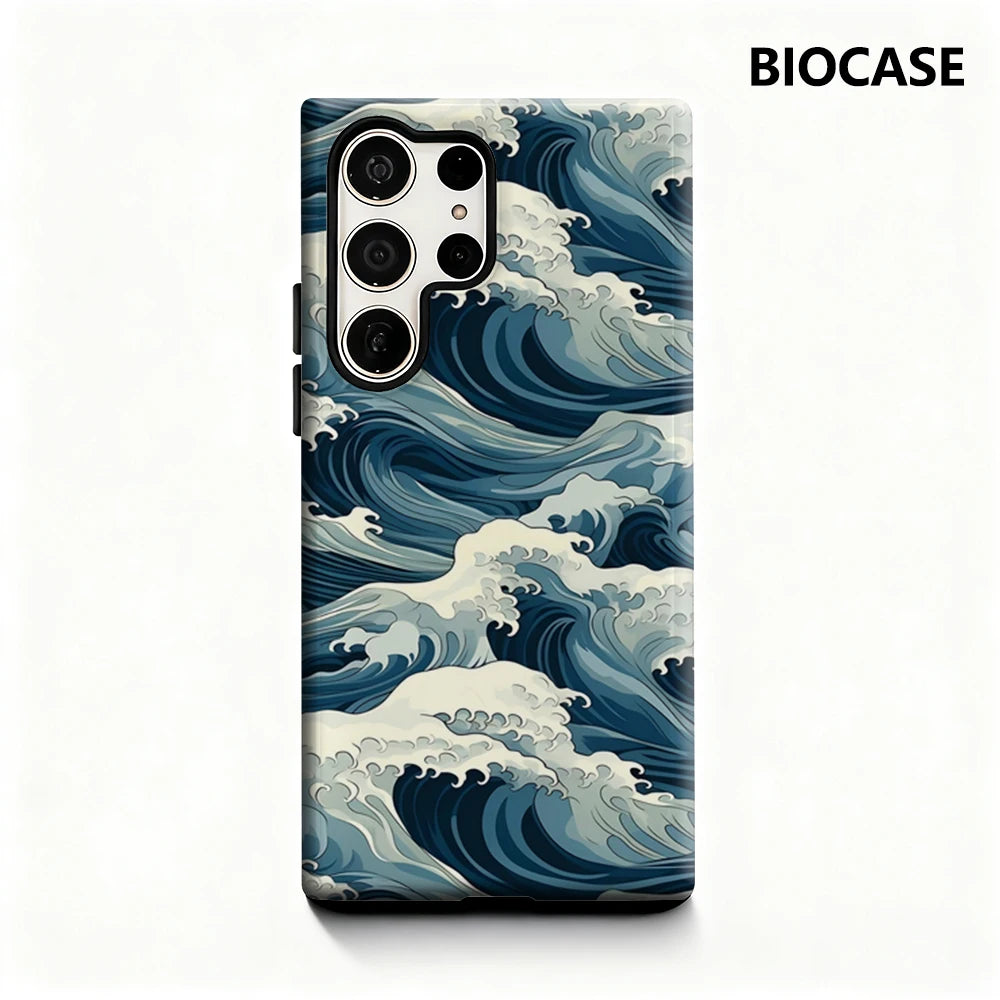 Ocean Wave Pattern Phone Case for Samsung Galaxy S25 Ultra S24 S23 Ultra Plus Glossy Double-layer Back Cover Main image