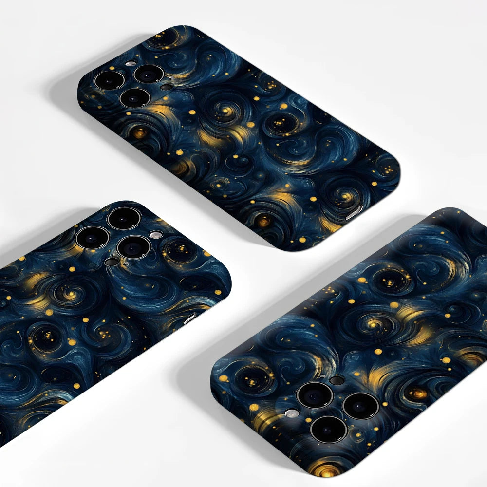 Starry Night Swirl Phone Case for Magnetic Phone Case for IPhone 17 16 15 14 13 Pro Max Plus Single Double-layer Tough Case