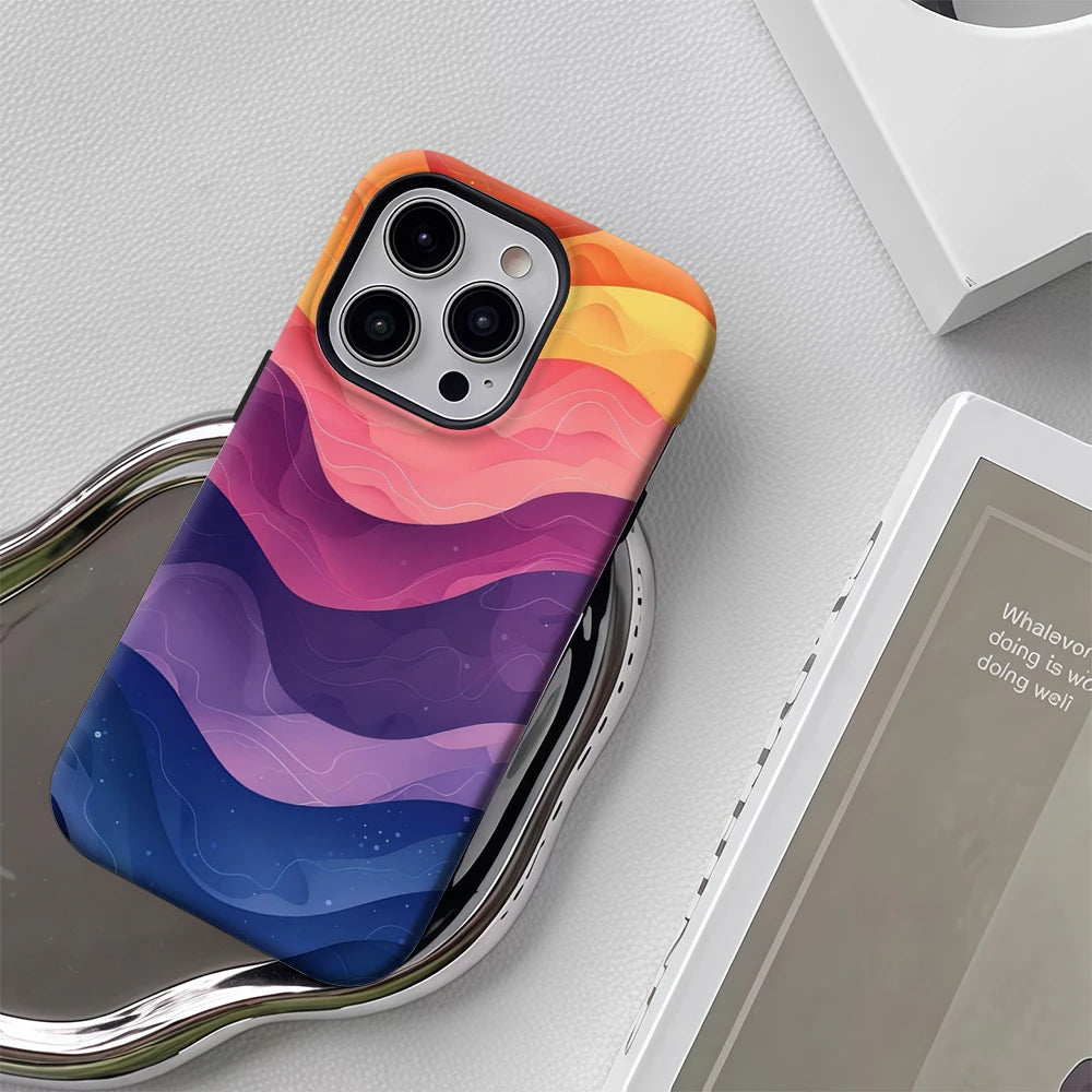 Rainbow Waves Phone Case for Magnetic Phone Case for IPhone 17 16 15 14 13 Pro Max Plus Single Double-layer Tough Case