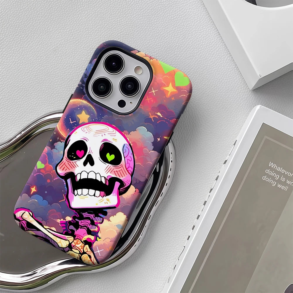 Rainbow Skull Phone Case for Magnetic Phone Case for IPhone 17 16 15 14 13 Pro Max Plus Single Double-layer Tough Case