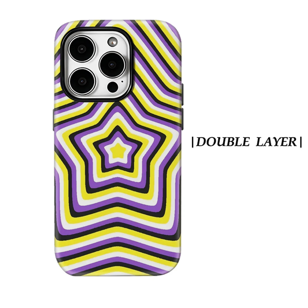 Psychedelic Star Phone Case for Magnetic Phone Case for IPhone 17 16 15 14 13 Pro Max Plus Single Double-layer Tough Case