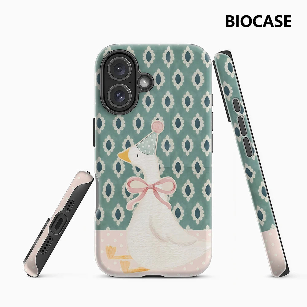 Pink Bow White Goose Phone Case for Magnetic Phone Case for IPhone 17 16 15 14 13 Pro Max Plus Single Double-layer Tough Case Main image
