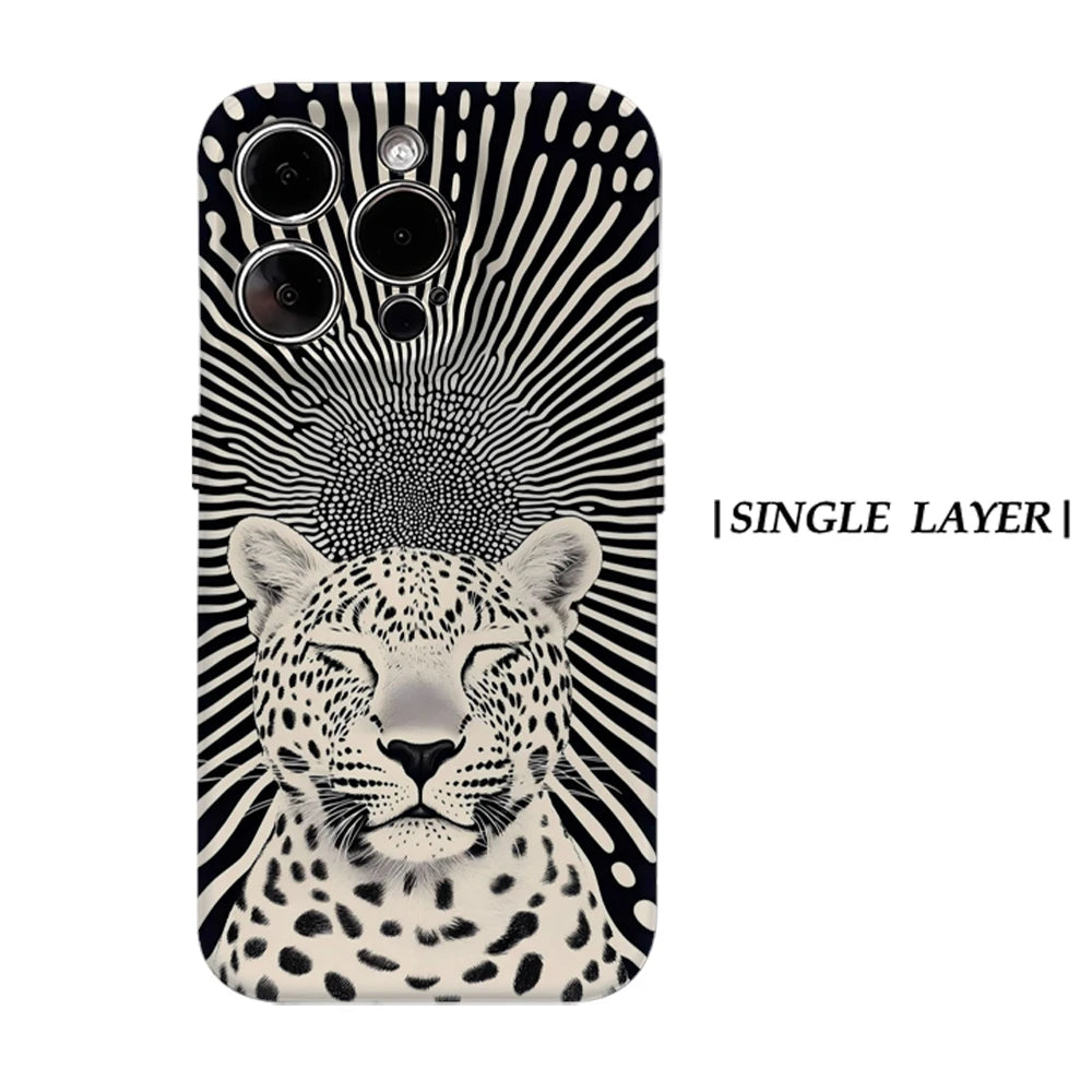 Psychedelic Leopard Phone Case for Magnetic Phone Case for IPhone 17 16 15 14 13 Pro Max Plus Single Double-layer Tough Case