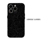 Black Floral Line Phone Case for Magnetic Phone Case for IPhone 17 16 15 14 13 Pro Max Plus Single Double-layer Tough Case