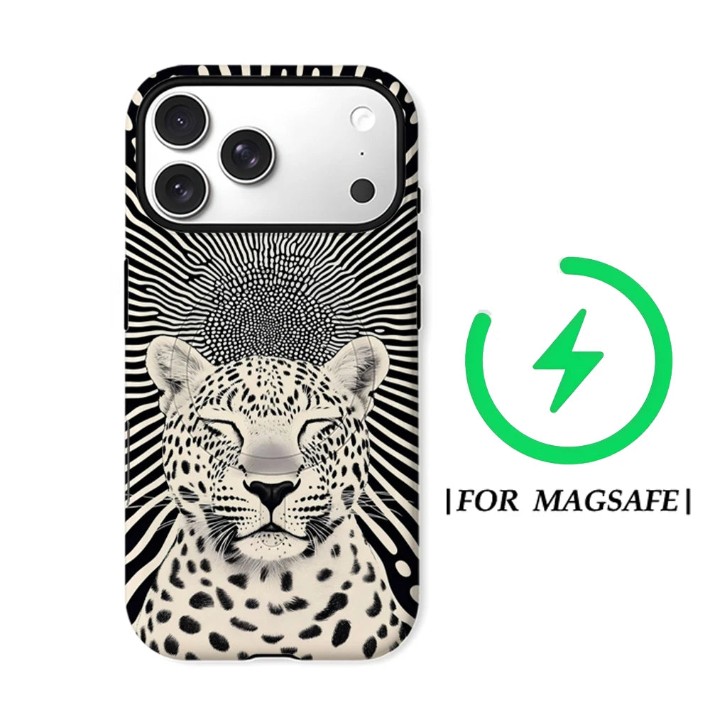 Psychedelic Leopard Phone Case for Magnetic Phone Case for IPhone 17 16 15 14 13 Pro Max Plus Single Double-layer Tough Case