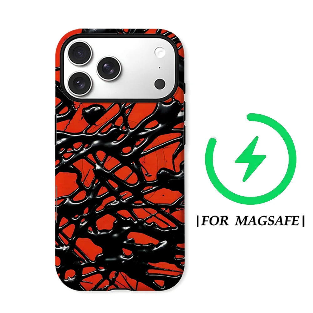 Red & Black Web Phone Case for Magnetic Phone Case for IPhone 17 16 15 14 13 Pro Max Plus Single Double-layer Tough Case
