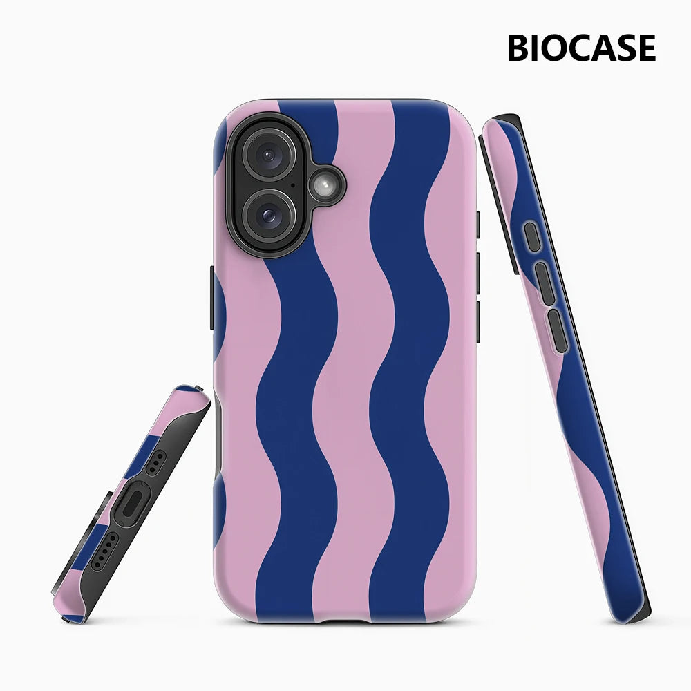 Blue and Pink Waves Phone Case for Magnetic Phone Case for IPhone 17 16 15 14 13 Pro Max Plus Single Double-layer Tough Case Main image