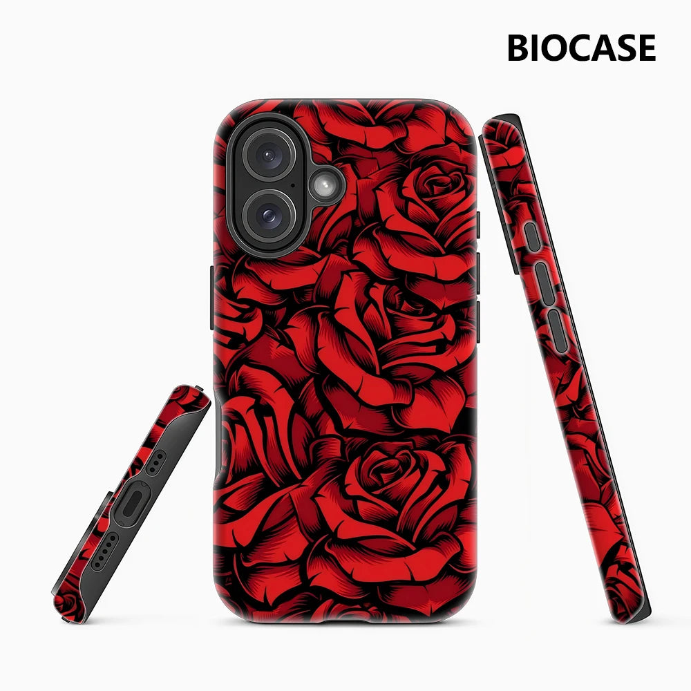 Red Rose Illustration Phone Case for Magnetic Phone Case for IPhone 17 16 15 14 13 Pro Max Plus Single Double-layer Tough Case Main image