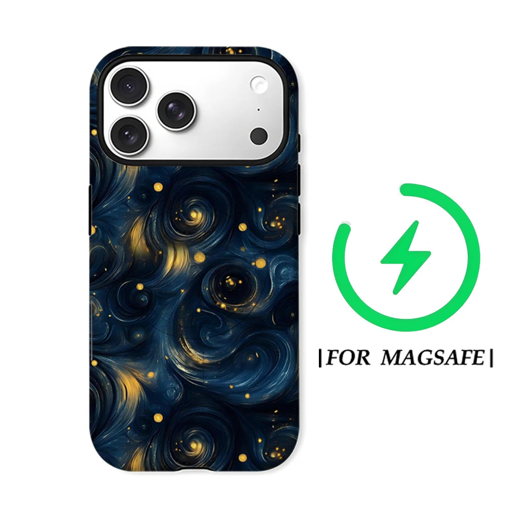 Starry Night Swirl Phone Case for Magnetic Phone Case for IPhone 17 16 15 14 13 Pro Max Plus Single Double-layer Tough Case