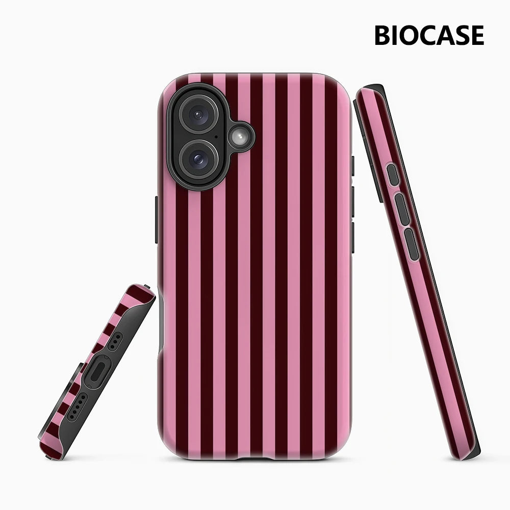 Pink Burgundy Vertical Stripes IPhone17 Must-Haves Phone Case for IPhone 17 16 15 14 13 12 Pro Max Plus Double-layer Back Cover Main image