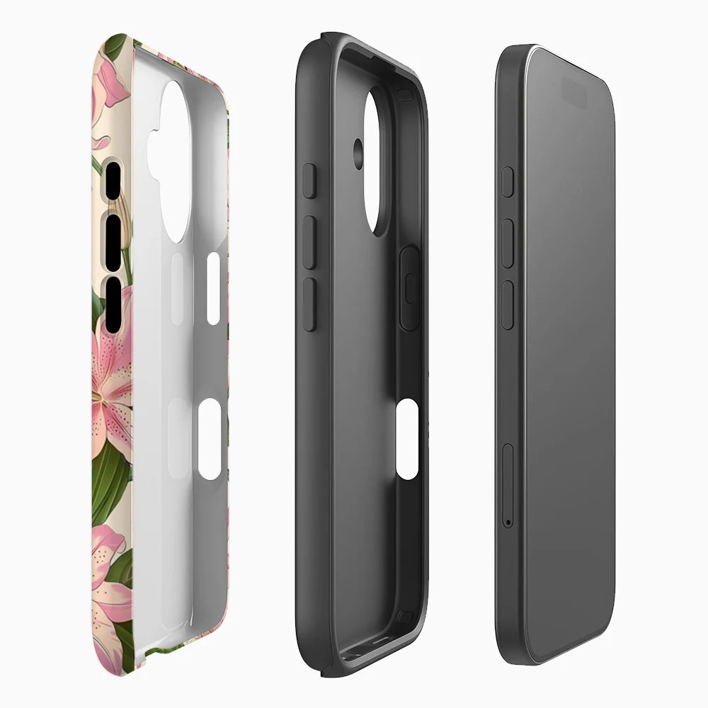 Pink Lily Pattern Phone Case for Magnetic Phone Case for IPhone 17 16 15 14 13 Pro Max Plus Single Double-layer Tough Case Secondary image