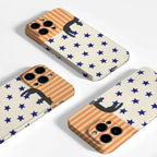 Black Cat with Stars Stripes IPhone17 Must-Haves Phone Case for IPhone 17 16 15 14 13 12 Pro Max Plus Double-layer Back Cover