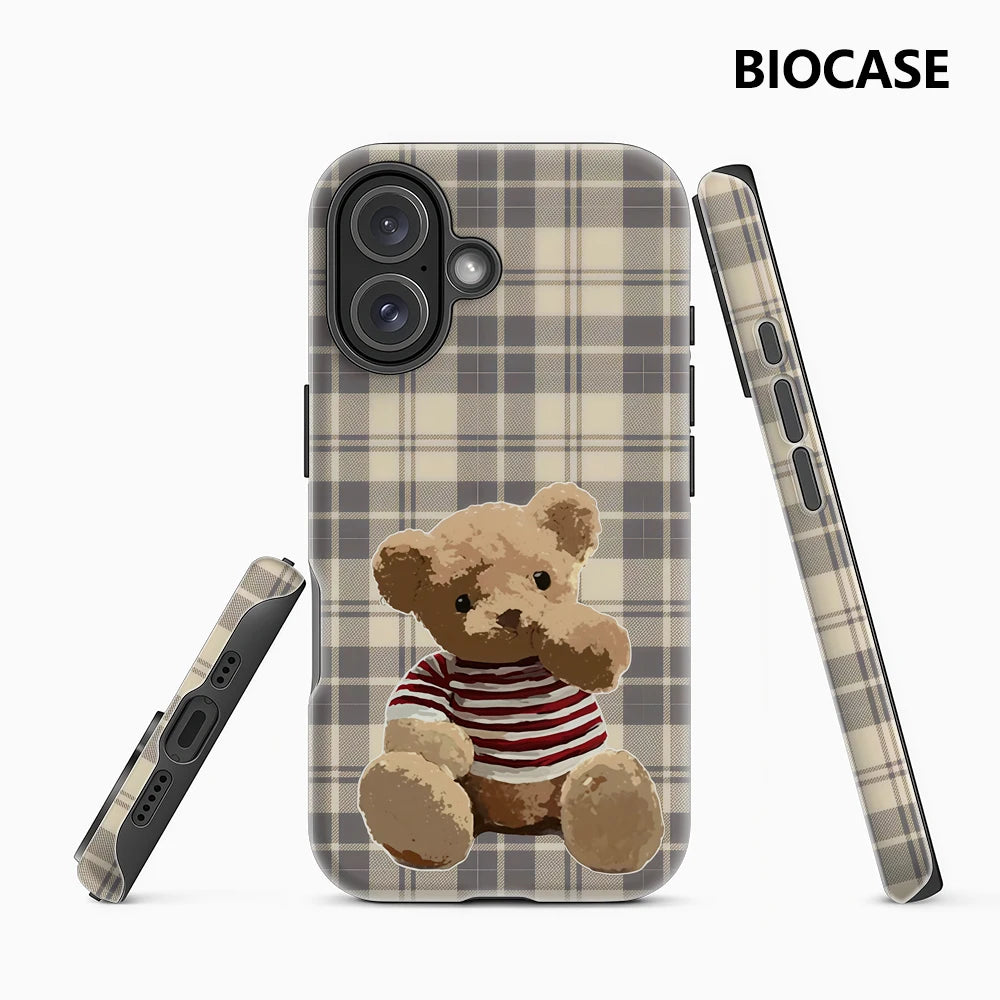 Plaid Teddy Bear IPhone17 Must-Haves Phone Case for IPhone 17 16 15 14 13 12 Pro Max Plus Double-layer Back Cover Main image