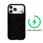 Black Floral Line Phone Case for Magnetic Phone Case for IPhone 17 16 15 14 13 Pro Max Plus Single Double-layer Tough Case