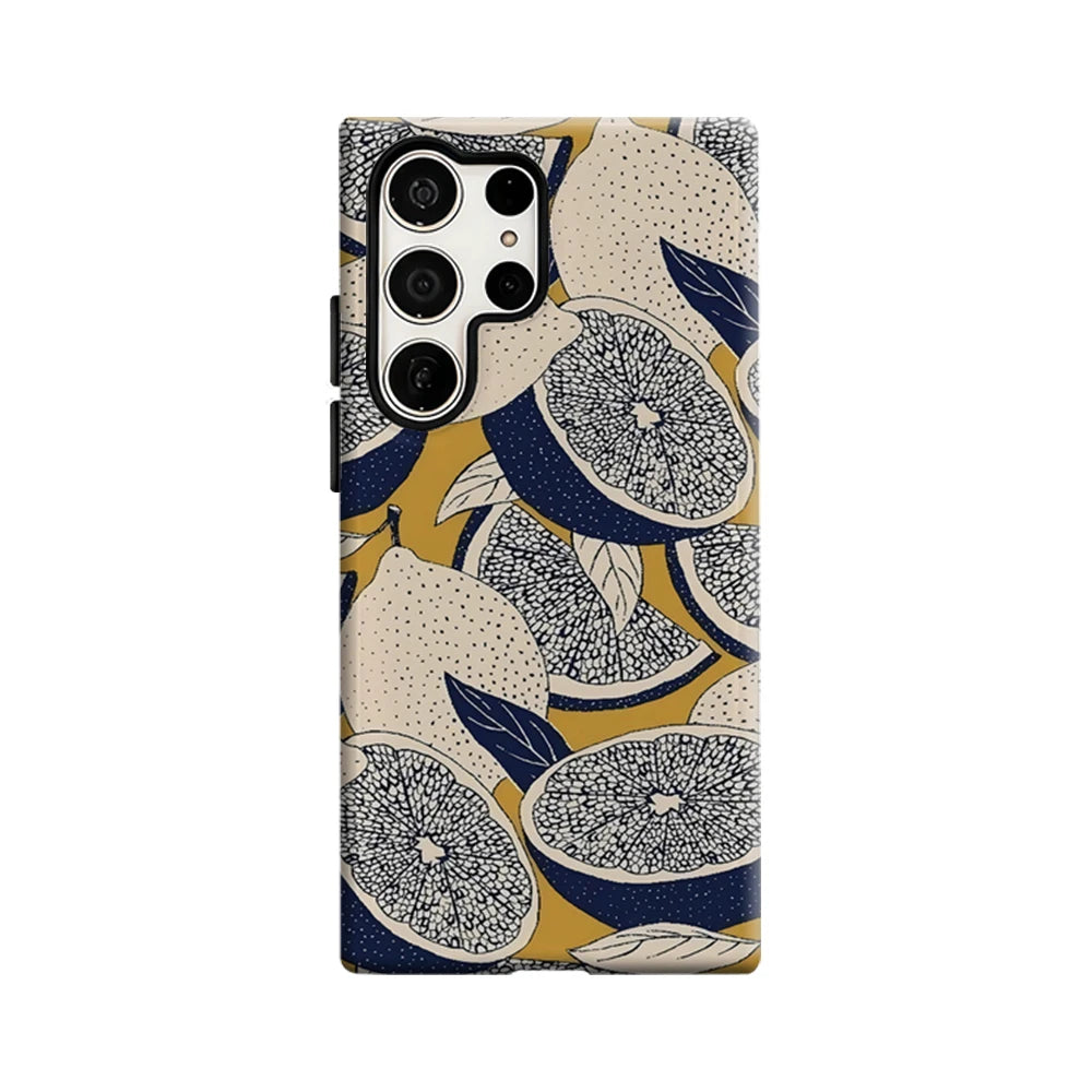 Lemon Slice Tapestry Phone Case for Samsung Galaxy S25 Ultra S24 S23 Ultra Plus Glossy Double-layer Back Cover
