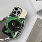 Black Cat with Green Headscarf IPhone17 Must-Haves Phone Case for IPhone 17 16 15 14 13 12 Pro Max Plus Double-layer Back Cover