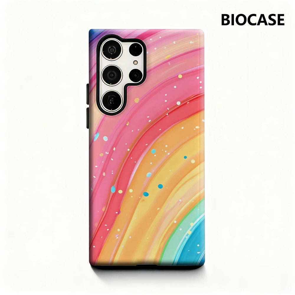 Rainbow Dots Phone Case for Samsung Galaxy S25 Ultra S24 S23 Ultra Plus Glossy Double-layer Back Cover Main image