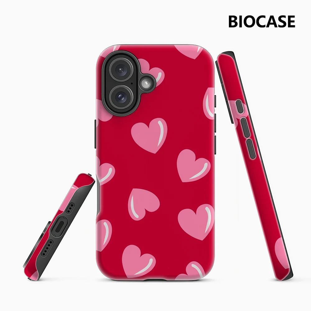 Red Pink Heart Phone Case for Magnetic Phone Case for IPhone 17 16 15 14 13 Pro Max Plus Single Double-layer Tough Case Main image