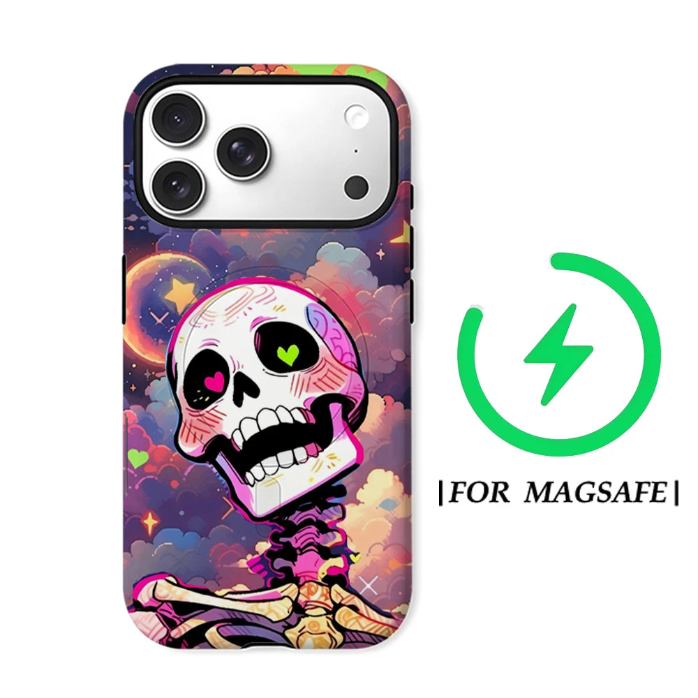 Rainbow Skull Phone Case for Magnetic Phone Case for IPhone 17 16 15 14 13 Pro Max Plus Single Double-layer Tough Case