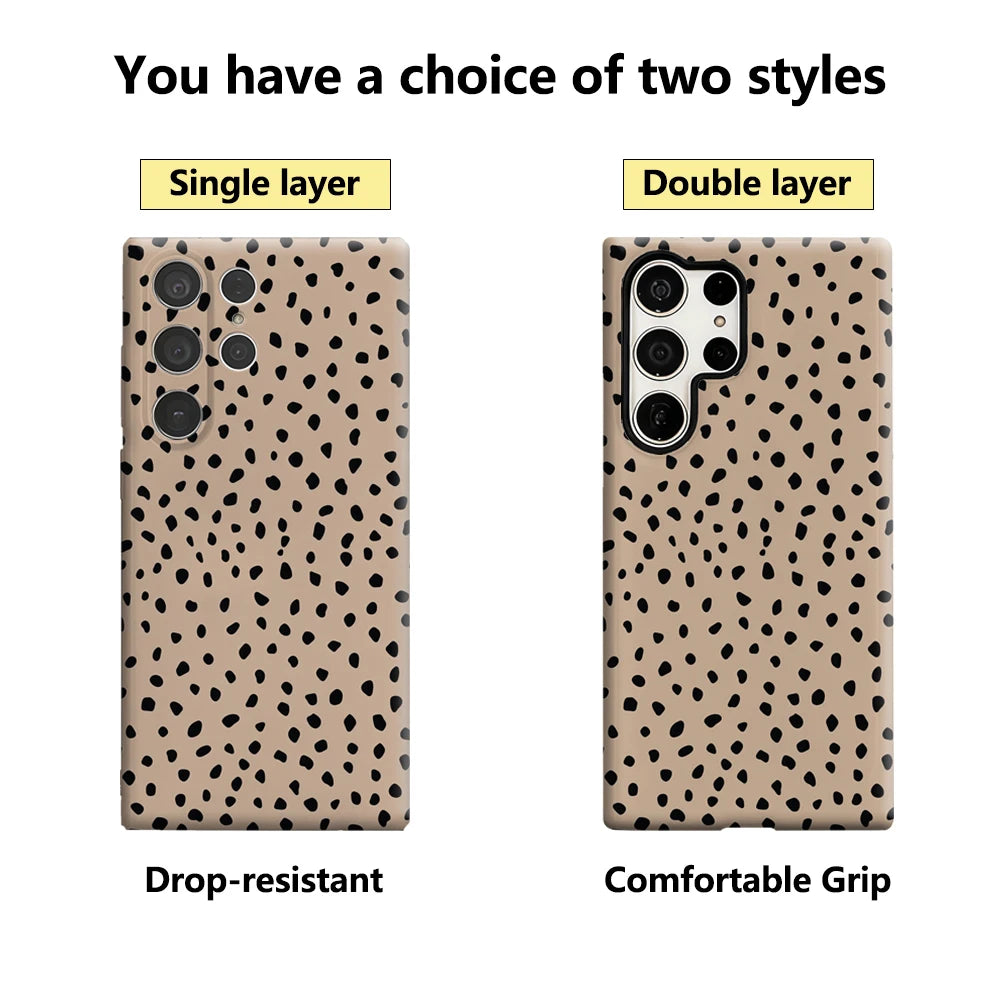 Black Spots on Camel Phone Case for Samsung Galaxy S25 Ultra S24 S23 Ultra Plus Glossy Double-layer Back Cover