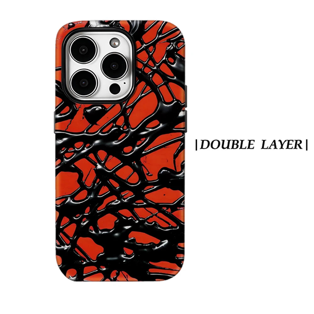 Red & Black Web Phone Case for Magnetic Phone Case for IPhone 17 16 15 14 13 Pro Max Plus Single Double-layer Tough Case