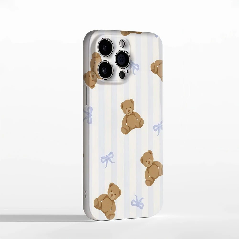 Teddy Bears with Blue Stripes IPhone17 Must-Haves Phone Case for IPhone 17 16 15 14 13 12 Pro Max Plus Double-layer Back Cover