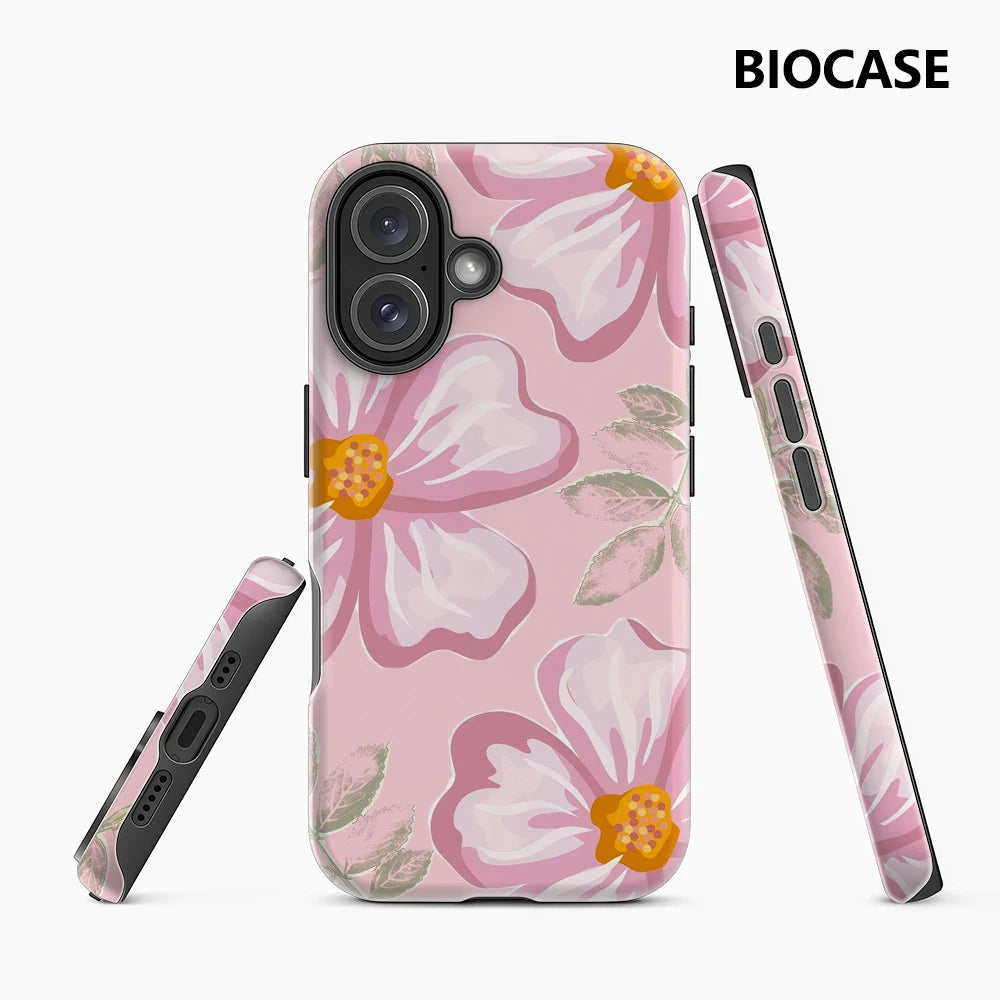 Pink Floral Pattern Phone Case for Magnetic Phone Case for IPhone 17 16 15 14 13 Pro Max Plus Single Double-layer Tough Case Main image