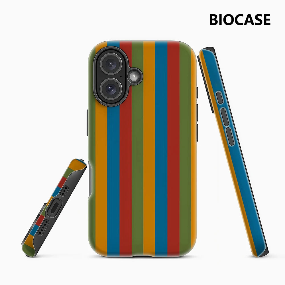 Rainbow Striped Pattern Retro Phone Case for Magnetic Phone Case for IPhone 17 16 15 14 13 Pro Max Plus Single Double-layer Case