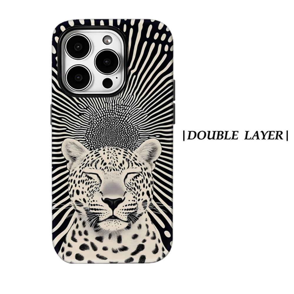 Psychedelic Leopard Phone Case for Magnetic Phone Case for IPhone 17 16 15 14 13 Pro Max Plus Single Double-layer Tough Case