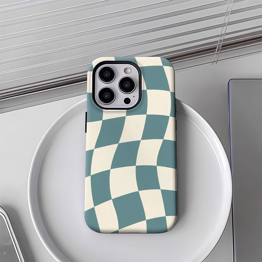 Wavy Checks IPhone17 Must-Haves Phone Case for IPhone 17 16 15 14 13 12 11 Pro Max Plus Double-layer Back Cover
