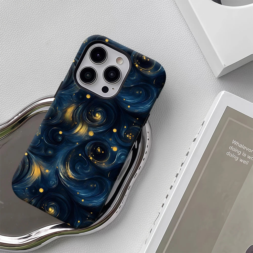 Starry Night Swirl Phone Case for Magnetic Phone Case for IPhone 17 16 15 14 13 Pro Max Plus Single Double-layer Tough Case
