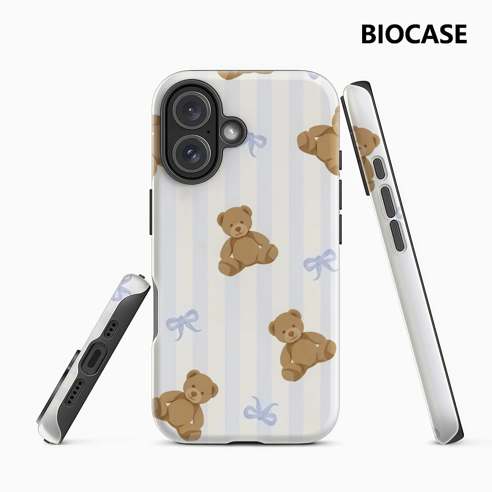 Teddy Bears with Blue Stripes IPhone17 Must-Haves Phone Case for IPhone 17 16 15 14 13 12 Pro Max Plus Double-layer Back Cover Main image